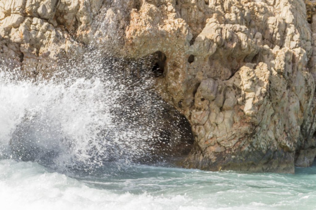 Waves breaking in Menies bay, Crete