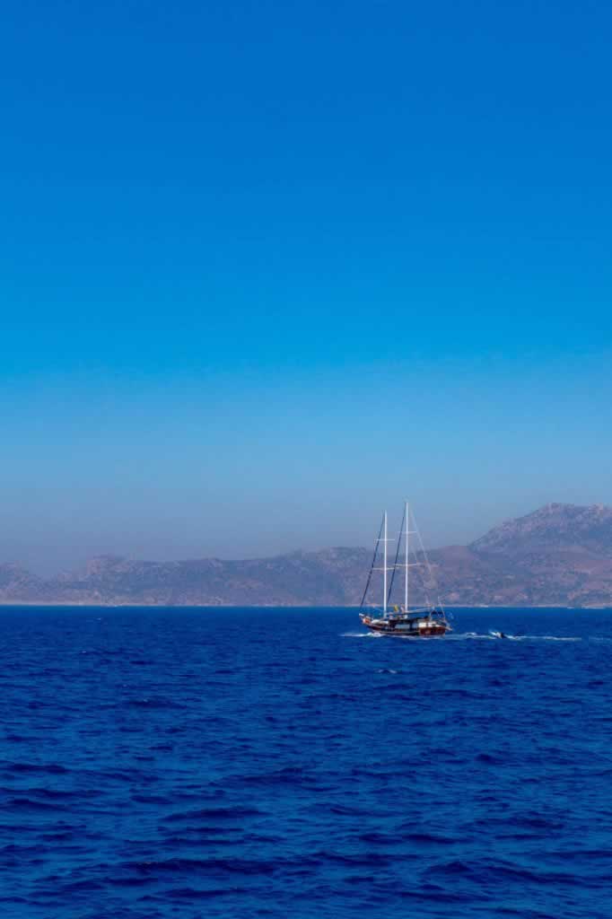 rhodes boat blue sea
