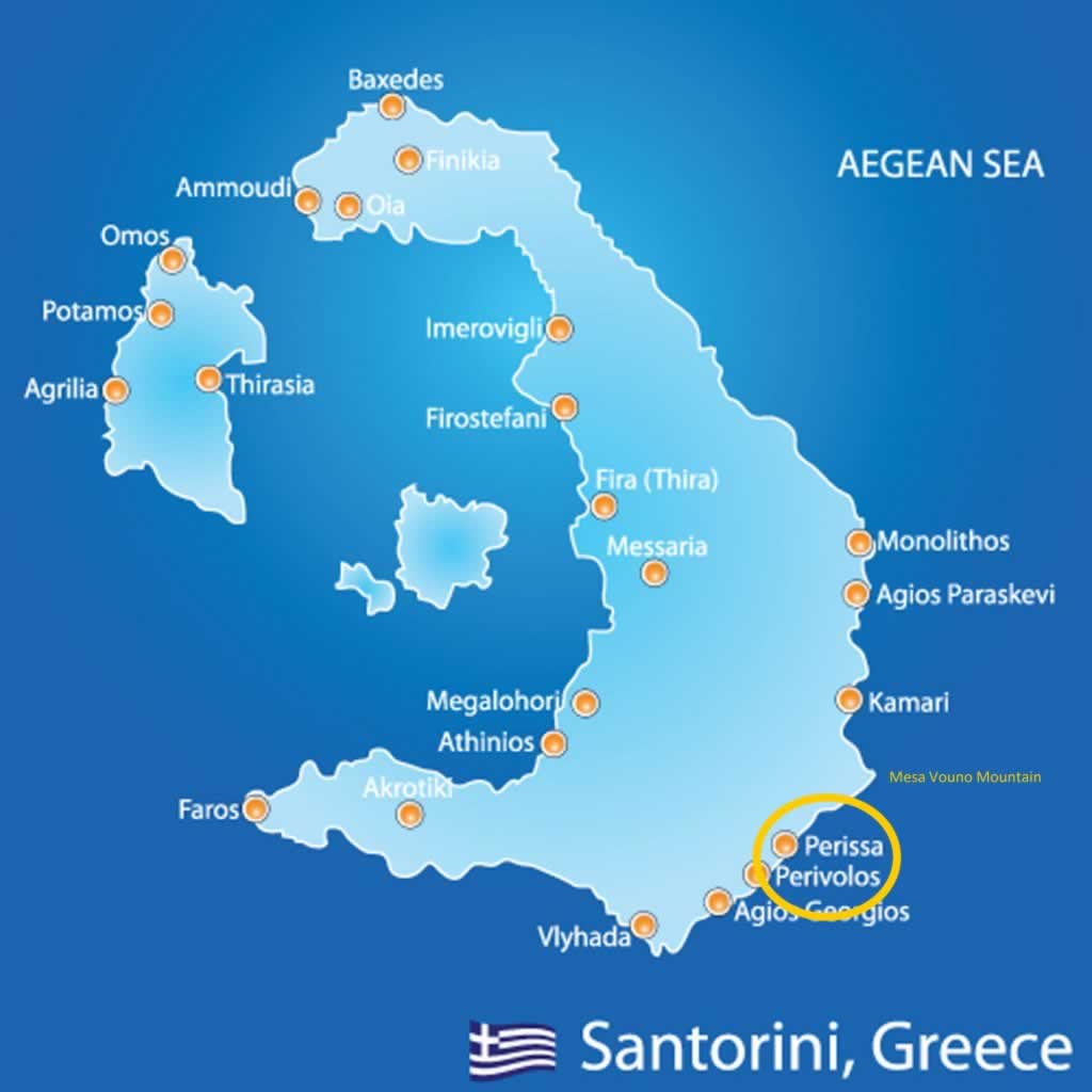 Santorini map perissa
