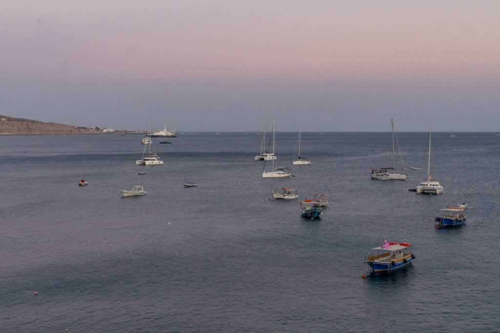 Akrotiri sunset with boats