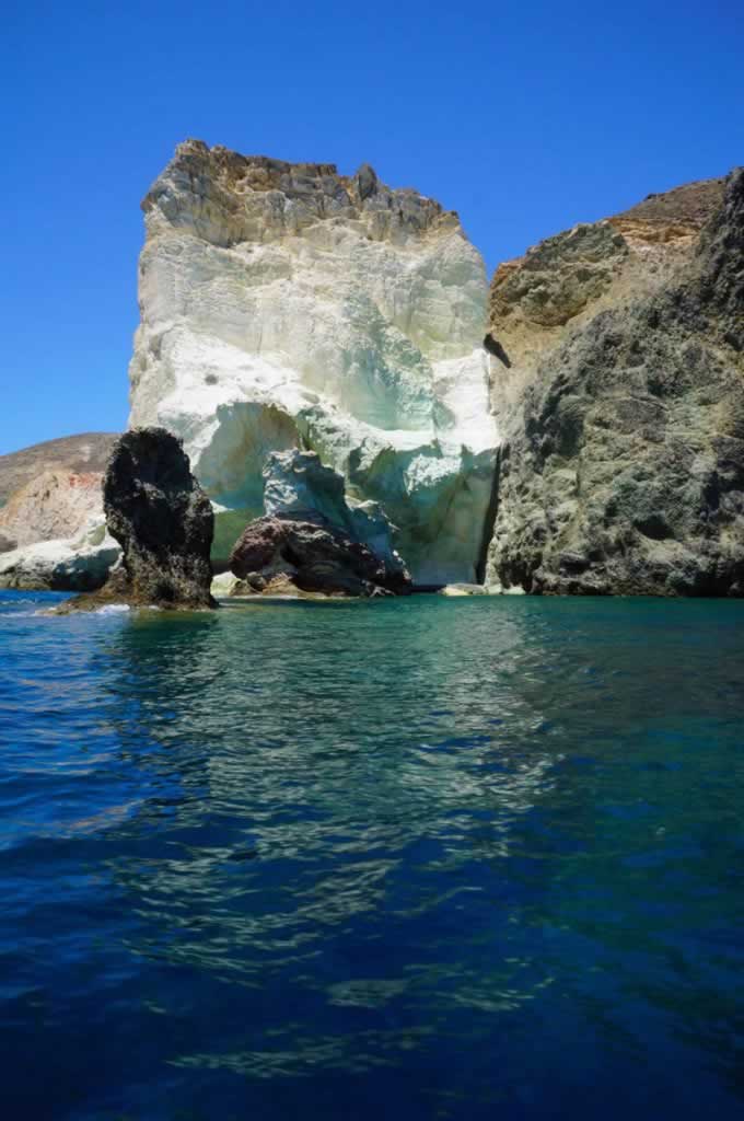 white beach santorini cliffs